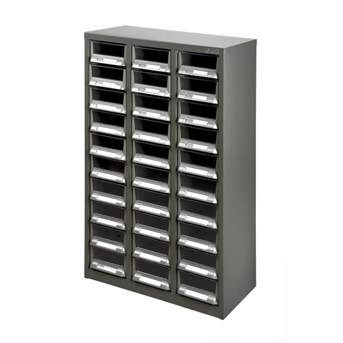CA889 Casiers pour pi&egrave;ces KPC-200, Acier galvanis&eacute;, 30 tiroirs, 21-3/10" x 10-2/5" x 36-9/10", Gris