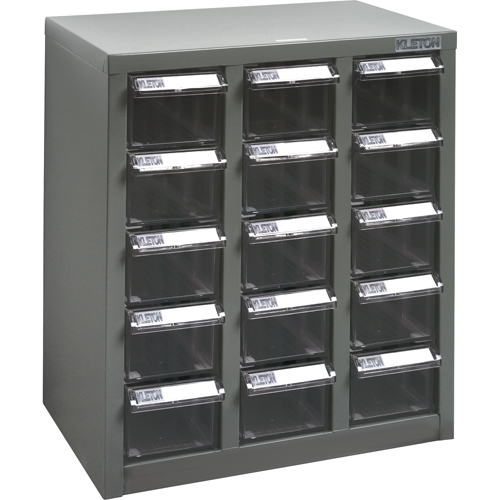 CF304 Casiers pour pi&egrave;ces KPC-500, Acier, 15 tiroirs, 14" x 8-2/3" x 16-1/3", Gris