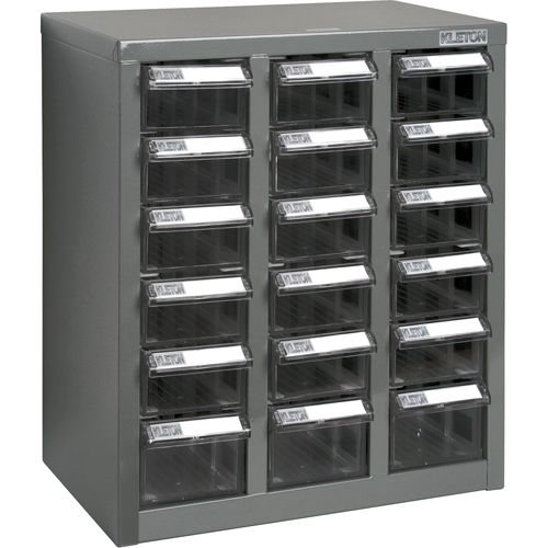 CF311 Casiers pour pi&egrave;ces KPC-600, Acier galvanis&eacute;, 18 tiroirs, 13-9/10" x 8-7/10" x 16-3/10", Gris