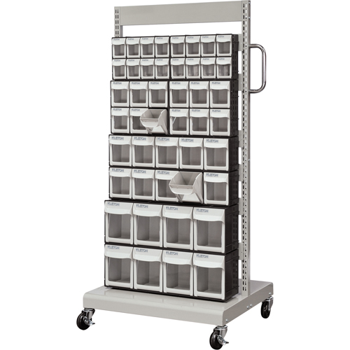 CF477 Servante mobile de bacs &agrave; plateaux inclinables, &agrave; un c&ocirc;t&eacute;, 46 bacs, 26-1/4" la x 22" p x 57-1/2" h
