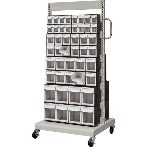 CF478 Servante mobile de bacs &agrave; plateaux inclinables, &agrave; deux c&ocirc;t&eacute;s, 92 bacs, 26-1/4" la x 22" p x 57-1/2" h