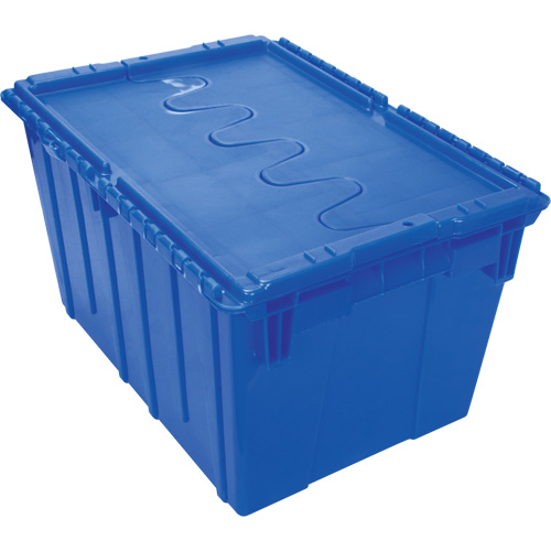 CG127 Contenant de distribution en plastique avec dessus basculant, 21,65" x 15,5" x 12,5", Bleu