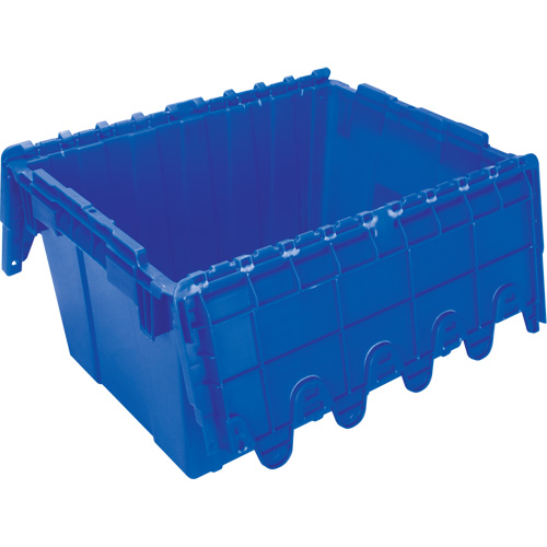CG127 Contenant de distribution en plastique avec dessus basculant, 21,65" x 15,5" x 12,5", Bleu
