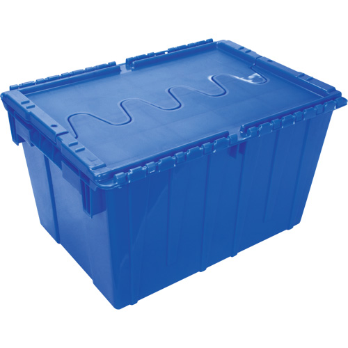 CG127 Contenant de distribution en plastique avec dessus basculant, 21,65" x 15,5" x 12,5", Bleu