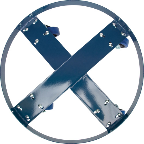 DC876 Drum Dolly, Steel, 1400 lbs. Capacity, 24" Diameter, Blue Elastic Casters