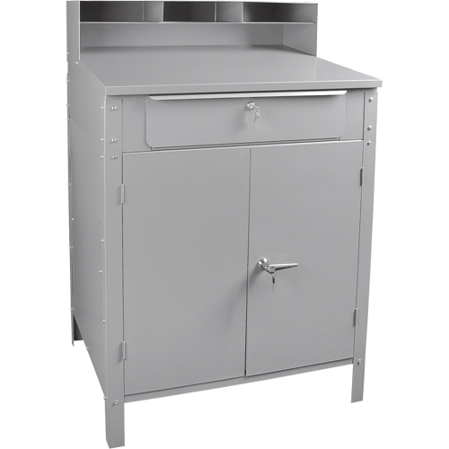 FI520 Pupitre d'atelier de style armoire, 34-1/2" la x 30" p x 53" h, Gris