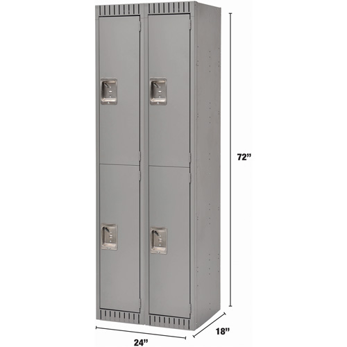 FL367 Lockers, 2 -tier, Bank of 2, 24" x 18" x 72", Steel, Grey, Knocked Down