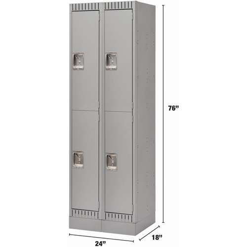 FL397 Casiers, 2 niveaux, Bloc de 2, 24" x 18" x 76", Acier, Gris, D&eacute;mont&eacute;