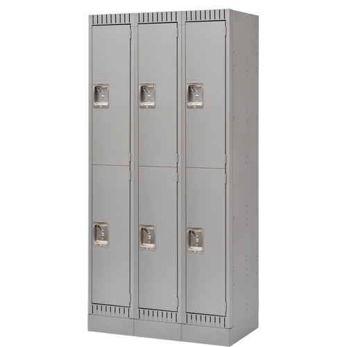 FL398 Casiers, 2 niveaux, Bloc de 3, 36" x 18" x 76", Acier, Gris, D&eacute;mont&eacute;