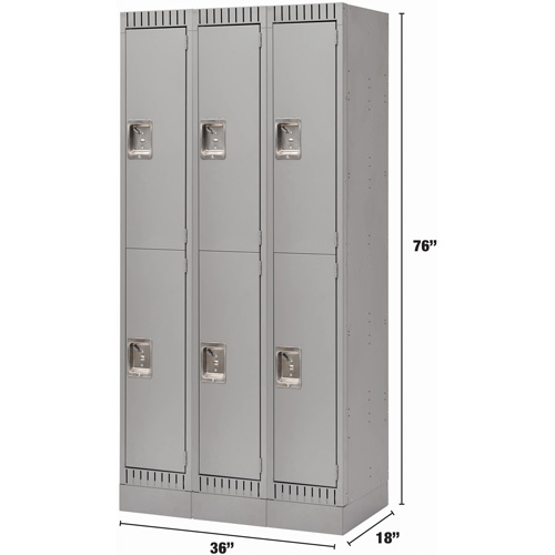 FL398 Casiers, 2 niveaux, Bloc de 3, 36" x 18" x 76", Acier, Gris, D&eacute;mont&eacute;
