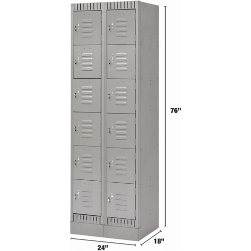 FL401 Casiers, 6 niveaux, Bloc de 2, 24" x 18" x 76", Acier, Gris, D&eacute;mont&eacute;