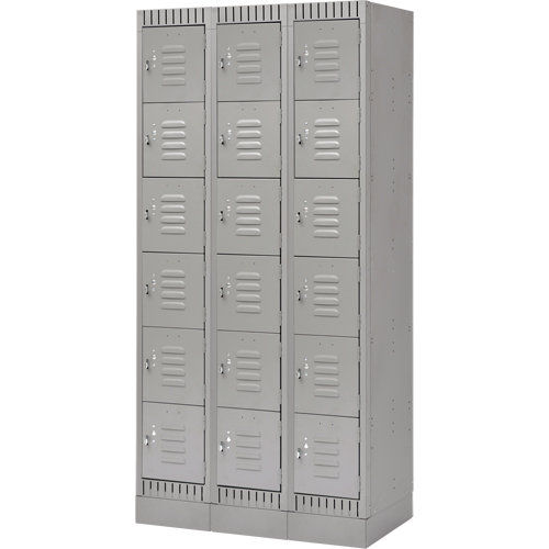 FL402 Casiers, 6 niveaux, Bloc de 3, 36" x 18" x 76", Acier, Gris, D&eacute;mont&eacute;