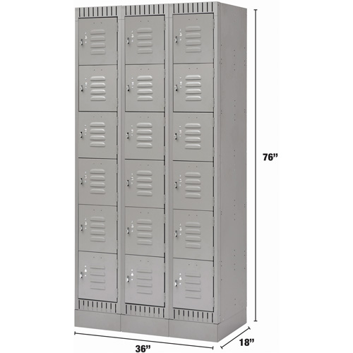 FL402 Casiers, 6 niveaux, Bloc de 3, 36" x 18" x 76", Acier, Gris, D&eacute;mont&eacute;