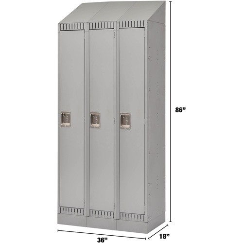 FL406 Casiers, Bloc de 3, 36" x 18" x 86", Acier, Gris, D&eacute;mont&eacute;