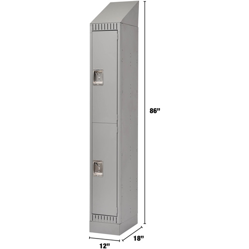 FL408 Lockers, 2 -tier, 12" x 18" x 86", Steel, Grey, Knocked Down