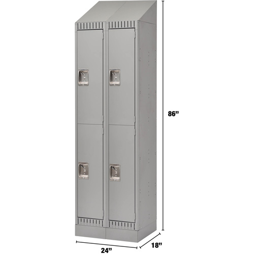 FL409 Lockers, 2 -tier, Bank of 2, 24" x 18" x 86", Steel, Grey, Knocked Down