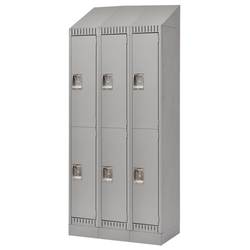 FL410 Lockers, 2 -tier, Bank of 3, 36" x 18" x 86", Steel, Grey, Knocked Down