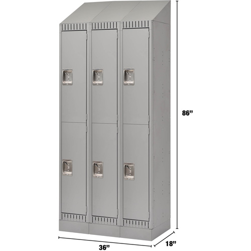 FL410 Lockers, 2 -tier, Bank of 3, 36" x 18" x 86", Steel, Grey, Knocked Down