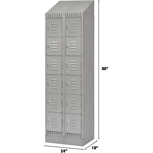 FL413 Casiers, 6 niveaux, Bloc de 2, 24" x 18" x 86", Acier, Gris, D&eacute;mont&eacute;