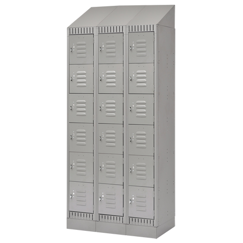 FL414 Casiers, 6 niveaux, Bloc de 3, 36" x 18" x 86", Acier, Gris, D&eacute;mont&eacute;