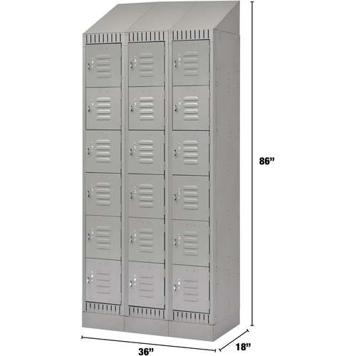 FL414 Casiers, 6 niveaux, Bloc de 3, 36" x 18" x 86", Acier, Gris, D&eacute;mont&eacute;