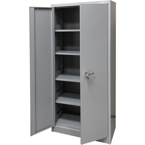 FN425 Storage Cabinet, Steel, 4 Shelves, 66" H x 30" W x 15" D, Grey