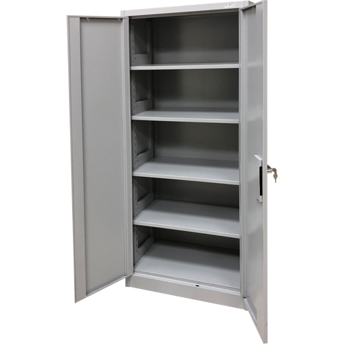FN425 Storage Cabinet, Steel, 4 Shelves, 66" H x 30" W x 15" D, Grey
