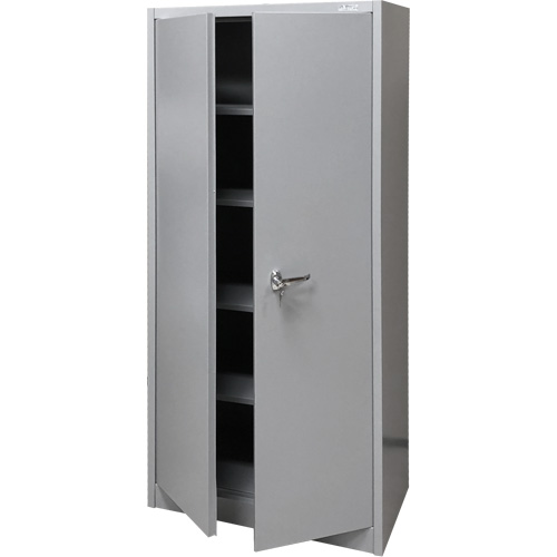 FN425 Storage Cabinet, Steel, 4 Shelves, 66" H x 30" W x 15" D, Grey