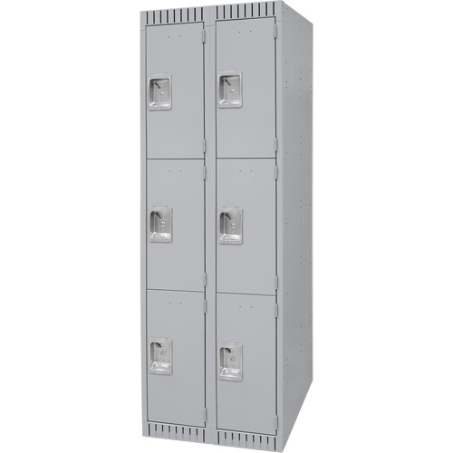 FN473 Casiers, 3 niveaux, Bloc de 2, 24" x 18" x 72", Acier, Gris, D&eacute;mont&eacute;