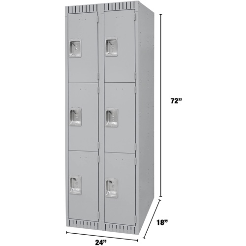 FN473 Casiers, 3 niveaux, Bloc de 2, 24" x 18" x 72", Acier, Gris, D&eacute;mont&eacute;