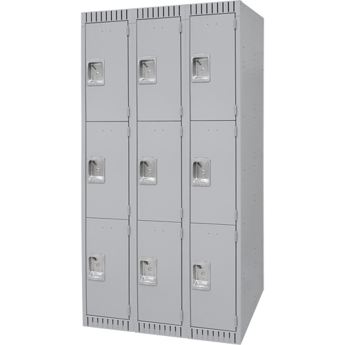 FN474 Casiers, 3 niveaux, Bloc de 3, 36" x 18" x 72", Acier, Gris, D&eacute;mont&eacute;