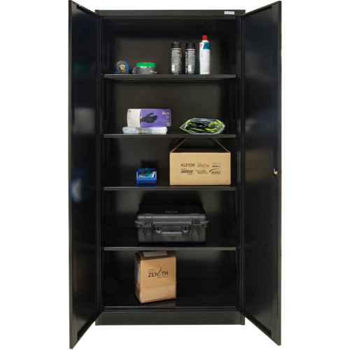 FN658 Hi-Boy Storage Cabinet, Steel, 4 Shelves, 72" H x 36" W x 18" D, Black