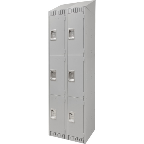FN665 Casiers, 3 niveaux, Bloc de 2, 24" x 18" x 82", Acier, Gris, D&eacute;mont&eacute;