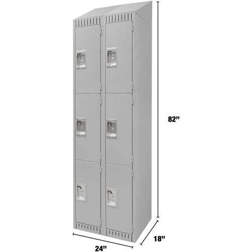 FN665 Casiers, 3 niveaux, Bloc de 2, 24" x 18" x 82", Acier, Gris, D&eacute;mont&eacute;