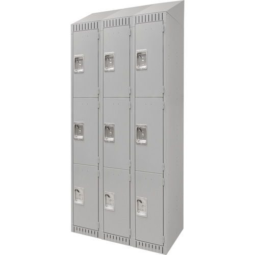FN666 Casiers, 3 niveaux, Bloc de 3, 36" x 18" x 82", Acier, Gris, D&eacute;mont&eacute;