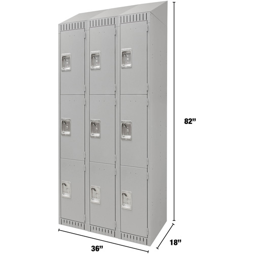 FN666 Casiers, 3 niveaux, Bloc de 3, 36" x 18" x 82", Acier, Gris, D&eacute;mont&eacute;