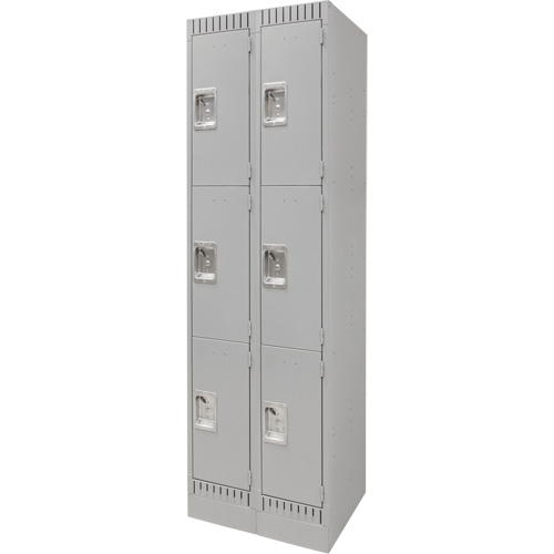 FN668 Casiers, 3 niveaux, Bloc de 2, 24" x 18" x 76", Acier, Gris, D&eacute;mont&eacute;