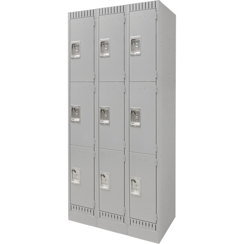 FN669 Casiers, 3 niveaux, Bloc de 3, 36" x 18" x 76", Acier, Gris, D&eacute;mont&eacute;