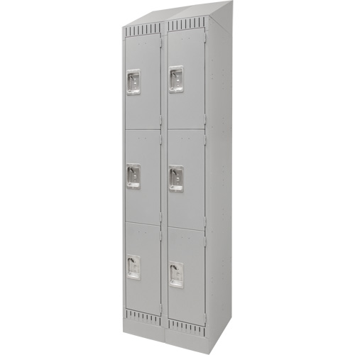 FN671 Casiers, 3 niveaux, Bloc de 2, 24" x 18" x 86", Acier, Gris, D&eacute;mont&eacute;