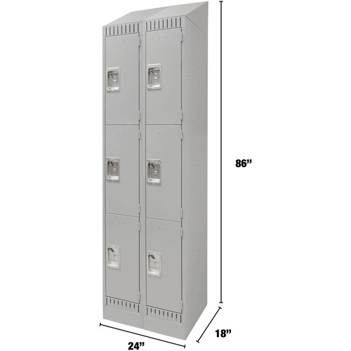 FN671 Casiers, 3 niveaux, Bloc de 2, 24" x 18" x 86", Acier, Gris, D&eacute;mont&eacute;