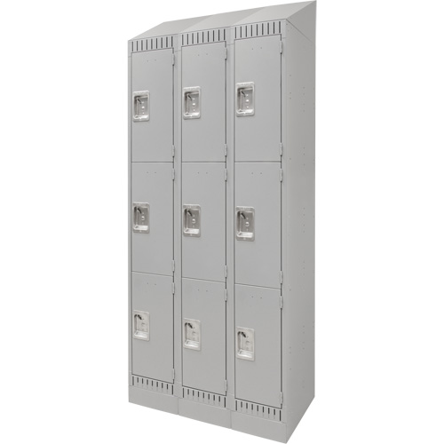 FN672 Casiers, 3 niveaux, Bloc de 3, 36" x 18" x 86", Acier, Gris, D&eacute;mont&eacute;