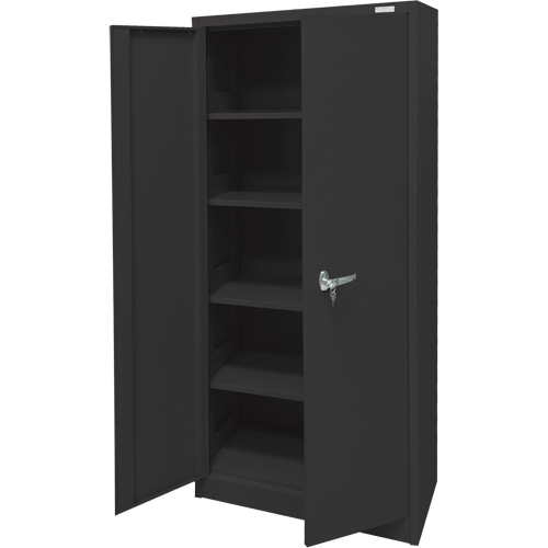 FN702 Storage Cabinet, Steel, 4 Shelves, 66" H x 30" W x 15" D, Black