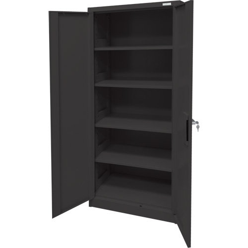 FN702 Storage Cabinet, Steel, 4 Shelves, 66" H x 30" W x 15" D, Black