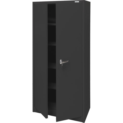 FN702 Storage Cabinet, Steel, 4 Shelves, 66" H x 30" W x 15" D, Black