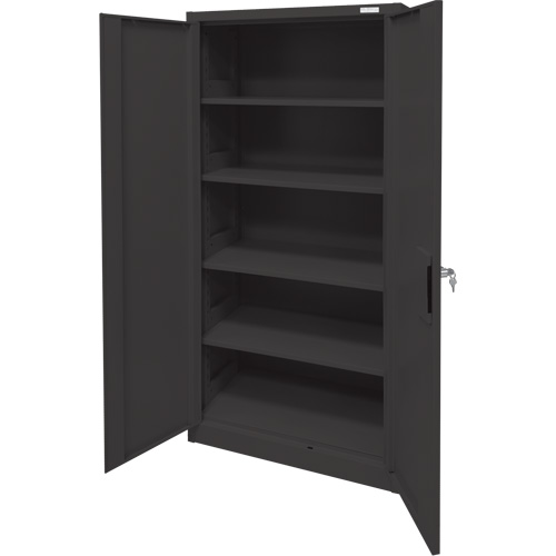 FN703 Storage Cabinet, Steel, 4 Shelves, 78" H x 36" W x 24" D, Black