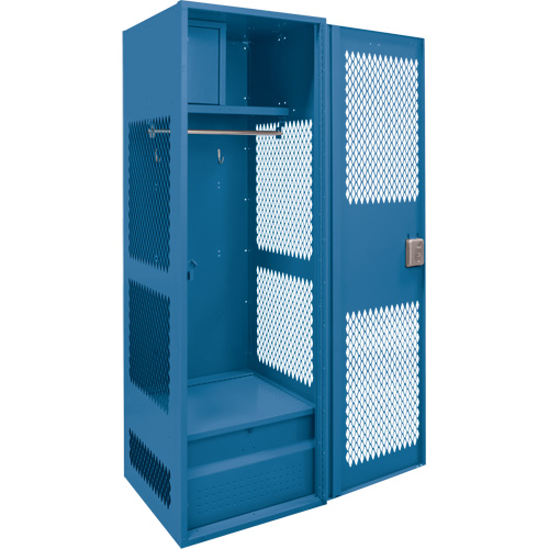 FN714 Casier pour &eacute;quipement avec porte, Acier, 24" la x 18" p x 72" h, Bleu fonc&eacute;