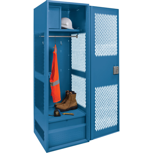 FN714 Casier pour &eacute;quipement avec porte, Acier, 24" la x 18" p x 72" h, Bleu fonc&eacute;