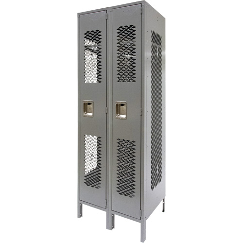 FN819 Casiers ventil&eacute;s, Bloc de 2, 24" x 18" x 78", Acier, Gris, D&eacute;mont&eacute;, Perfor&eacute;