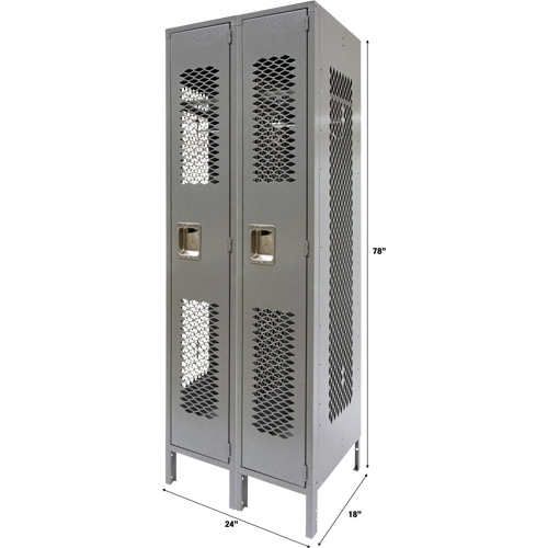 FN819 Casiers ventil&eacute;s, Bloc de 2, 24" x 18" x 78", Acier, Gris, D&eacute;mont&eacute;, Perfor&eacute;