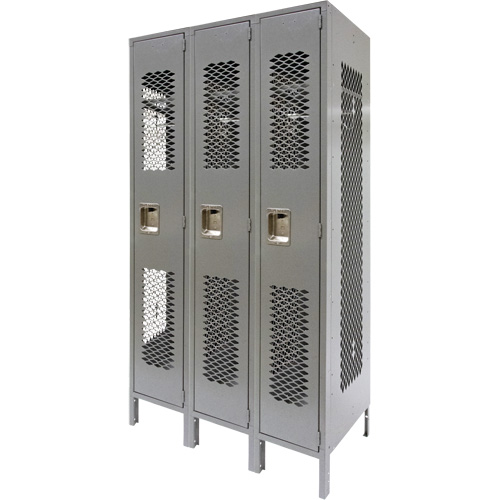 FN820 Casiers ventil&eacute;s, Bloc de 3, 36" x 18" x 78", Acier, Gris, D&eacute;mont&eacute;, Perfor&eacute;